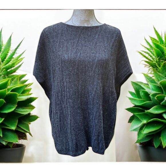 Pure Jill Oversized Textured Poncho Sweater Vest XS/S Gray Heather Lagenlook - Picture 1 of 11